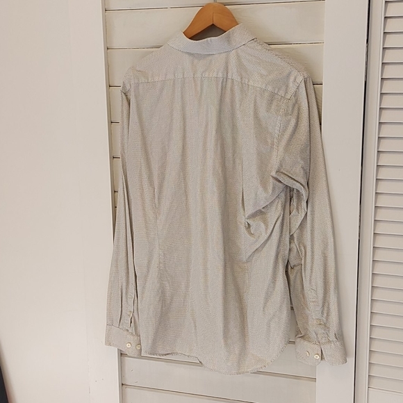 Express Blue and White Polka Dot Dress Shirt - Picture 3 of 3